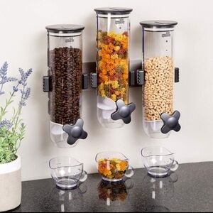 Wall-Mount Dry Food Dispenser - Clear with Black Accents